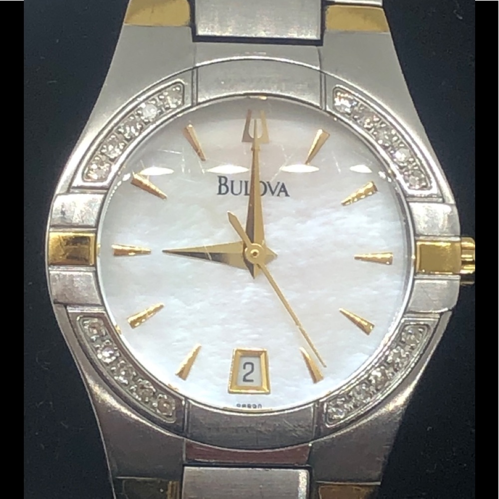Bulova Ladies Diamond-Accented Two Tone Watch